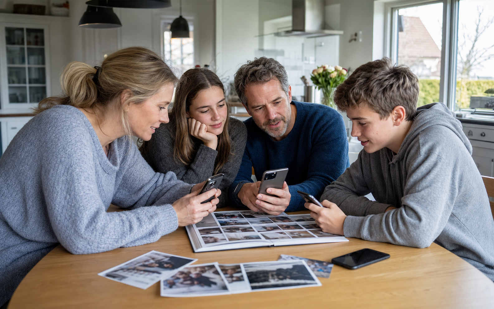 parents coordinating calendars, photos, and device hand-me-downs