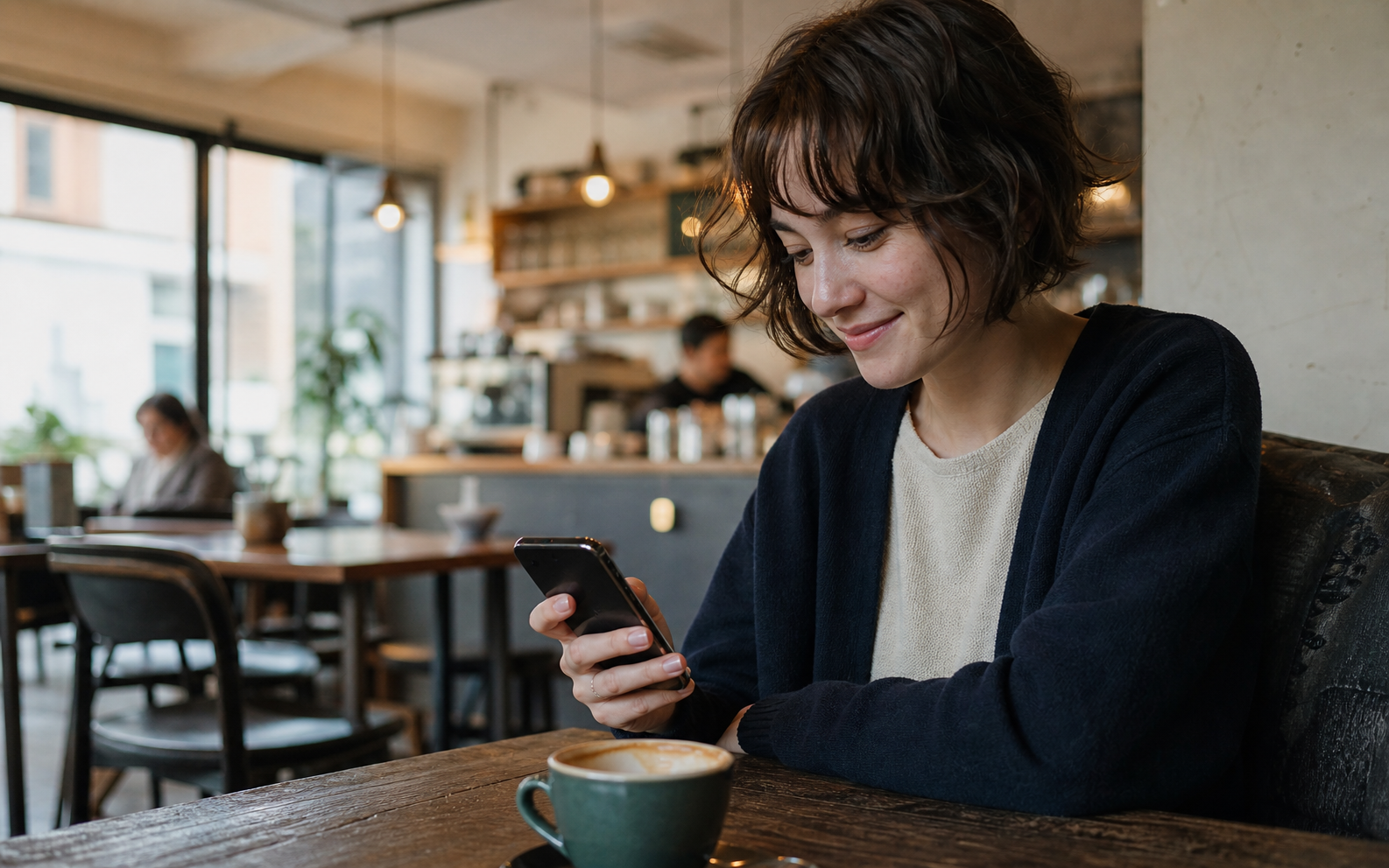 a coffee run where the phone, keys, and wallet share one pocket